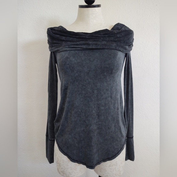 Free People We The Free  Cosmo Cowl Neck Top Long Sleeve Gray Size XS - Picture 4 of 11
